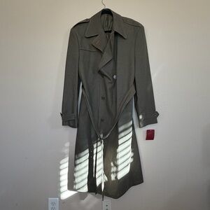 IL Canto Olive Green Denim Trench Coat